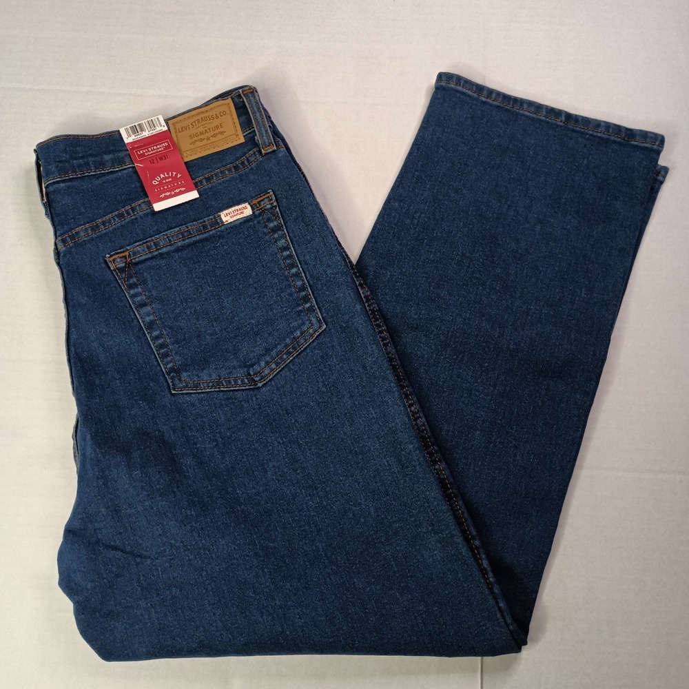 Levi Strauss Women's Straight Jeans 12 31x27 Blue Dark Wash Stretch‎ High Rise